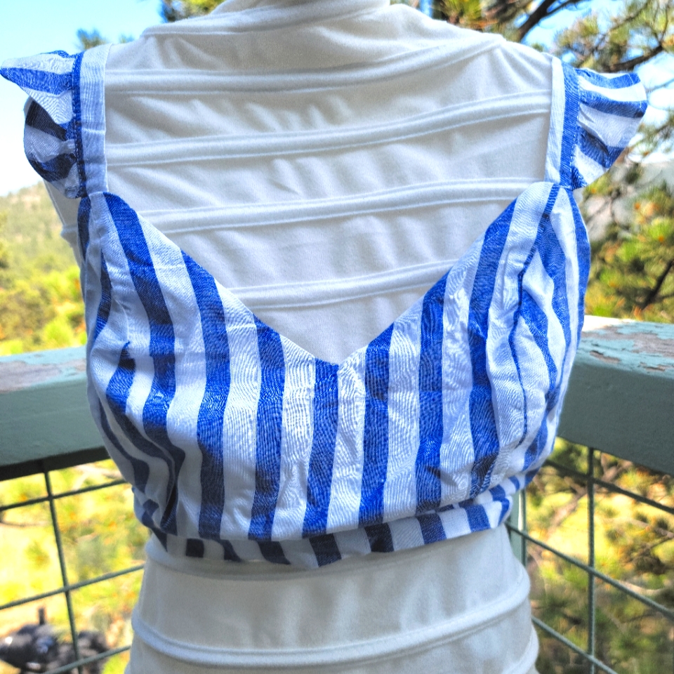 Ruffle Strap Linen Crop Top